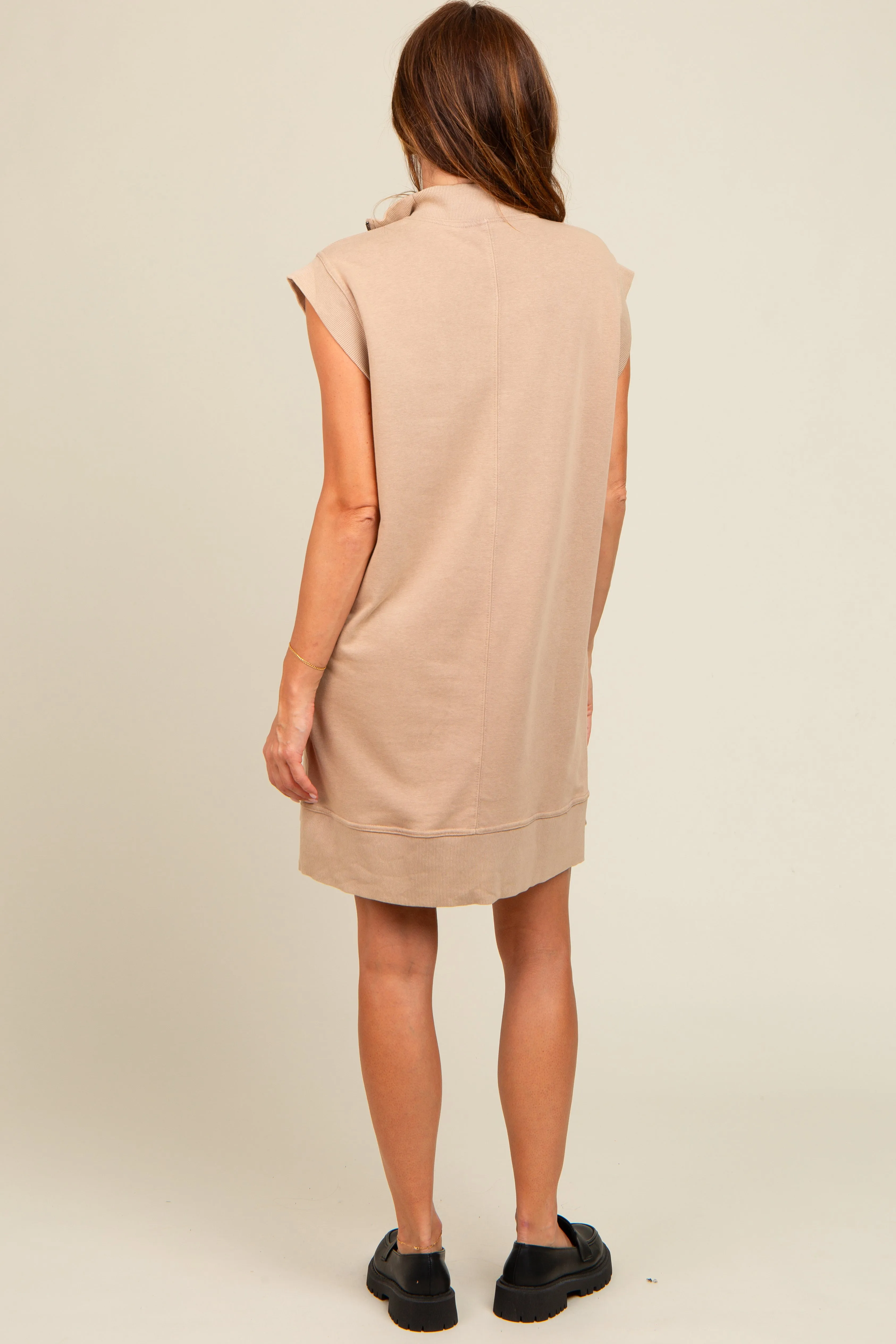 Mocha Zip Up Hooded Sweatshirt Mini Dress sold by Pinkblush product image thumbnail 4