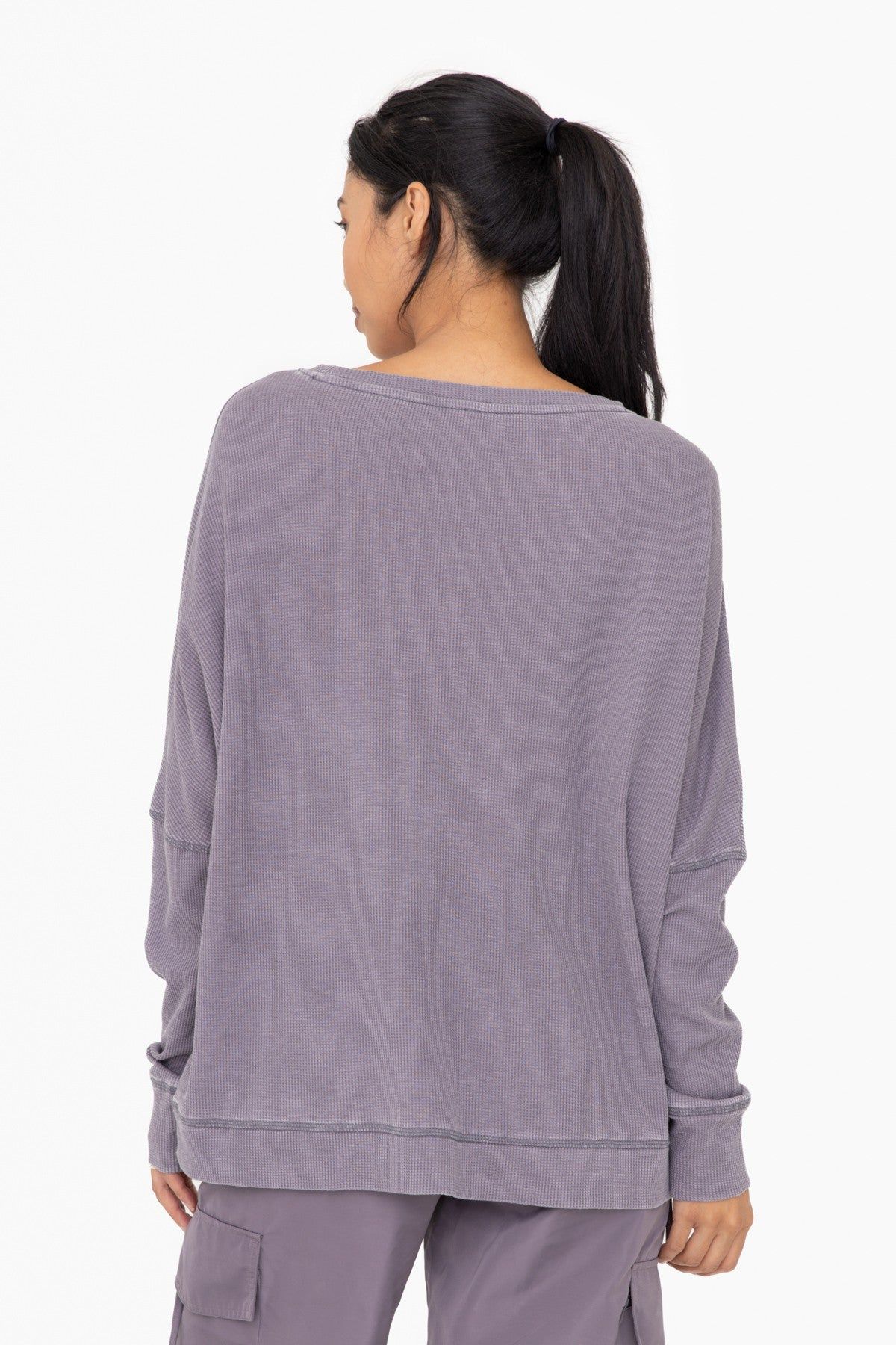 Grey Waffle Knit Long Sleeve Top sold by Pinkblush product image thumbnail 3