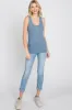 Blue Ribbed Button Front Tank Top sold by Pinkblush