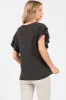Charcoal Ruffle Sleeve Ribbed Top sold by Pinkblush
