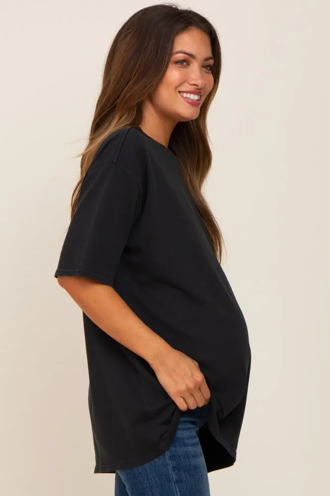 Black Basic Oversized Maternity T-Shirt sold by Pinkblush product image thumbnail 2