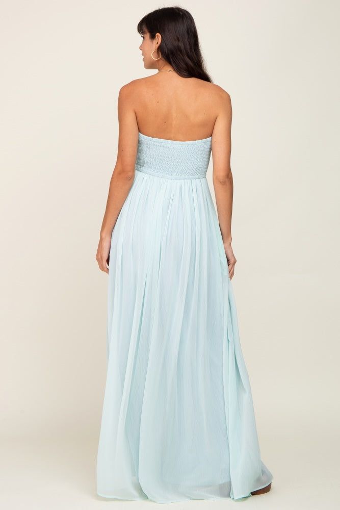 Mint Green Smocked Strapless Wide Leg Jumpsuit sold by Pinkblush product image thumbnail 3