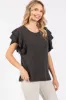 Charcoal Ruffle Sleeve Ribbed Top sold by Pinkblush