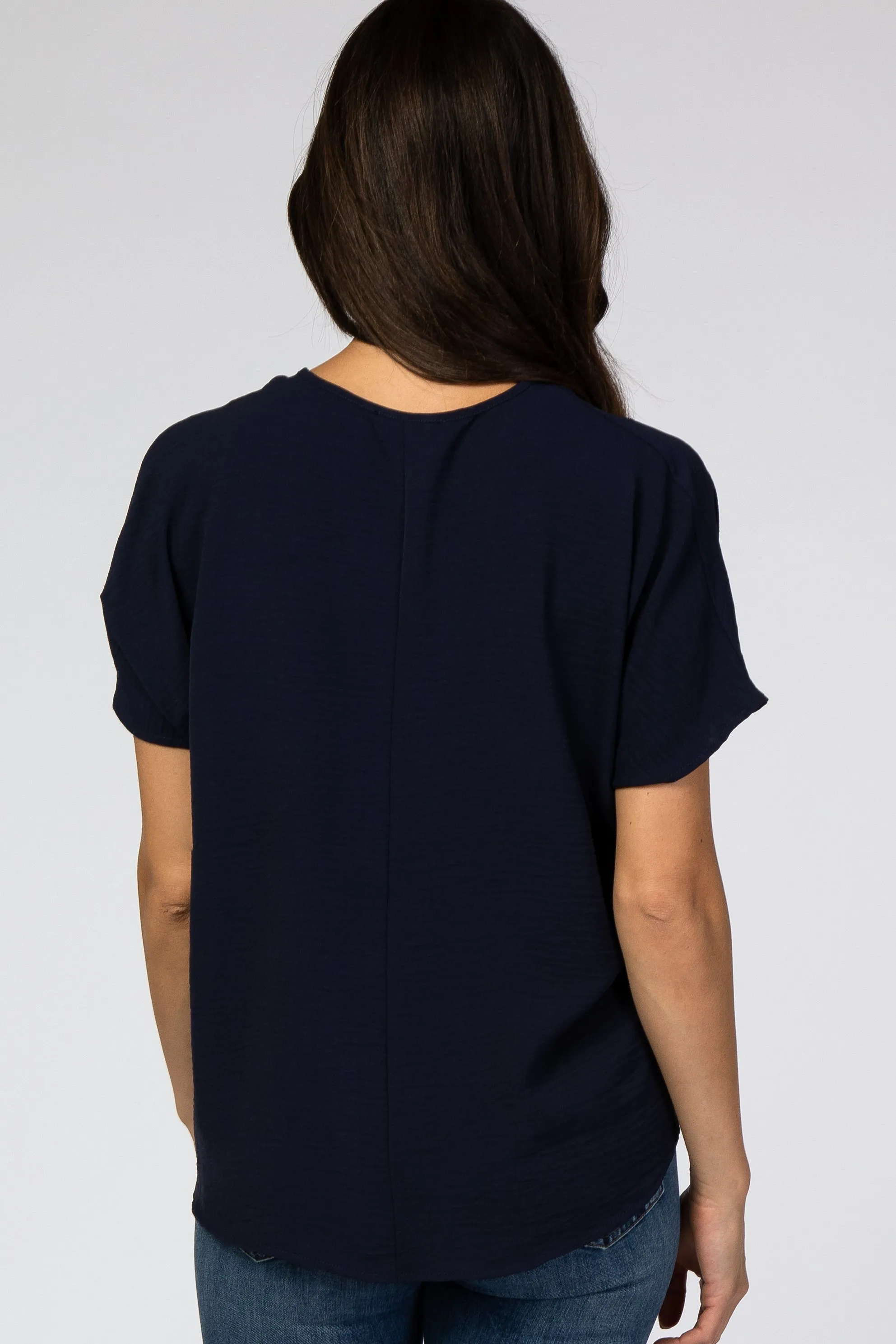 Navy Short Sleeve Blouse sold by Pinkblush product image thumbnail 3