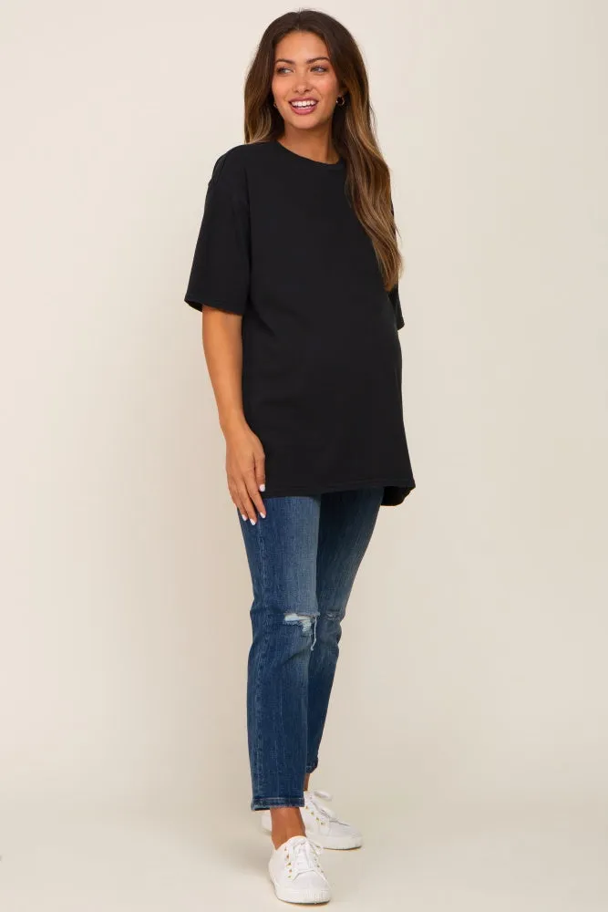 Black Basic Oversized Maternity T-Shirt sold by Pinkblush product image thumbnail 4
