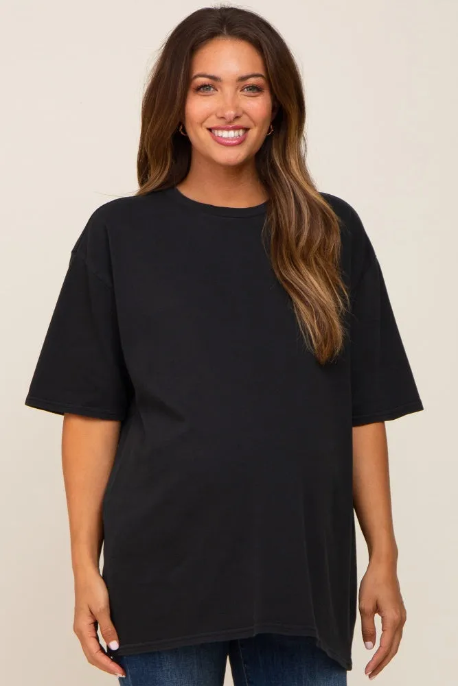 Black Basic Oversized Maternity T-Shirt sold by Pinkblush