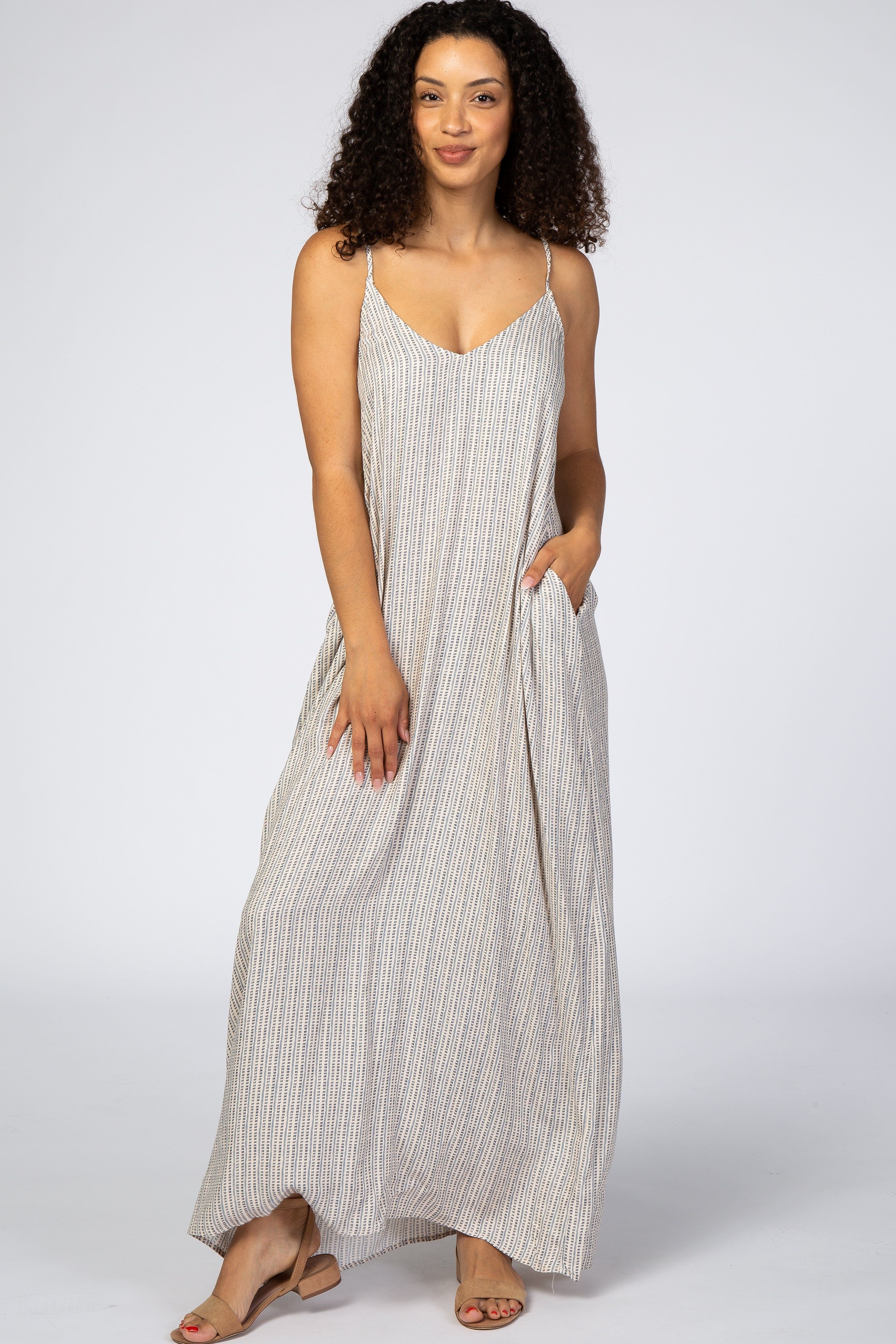 Blue Printed Cami Maxi Dress sold by Pinkblush