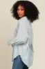 Blue Striped Button Down Oversized Long Sleeve Top sold by Pinkblush
