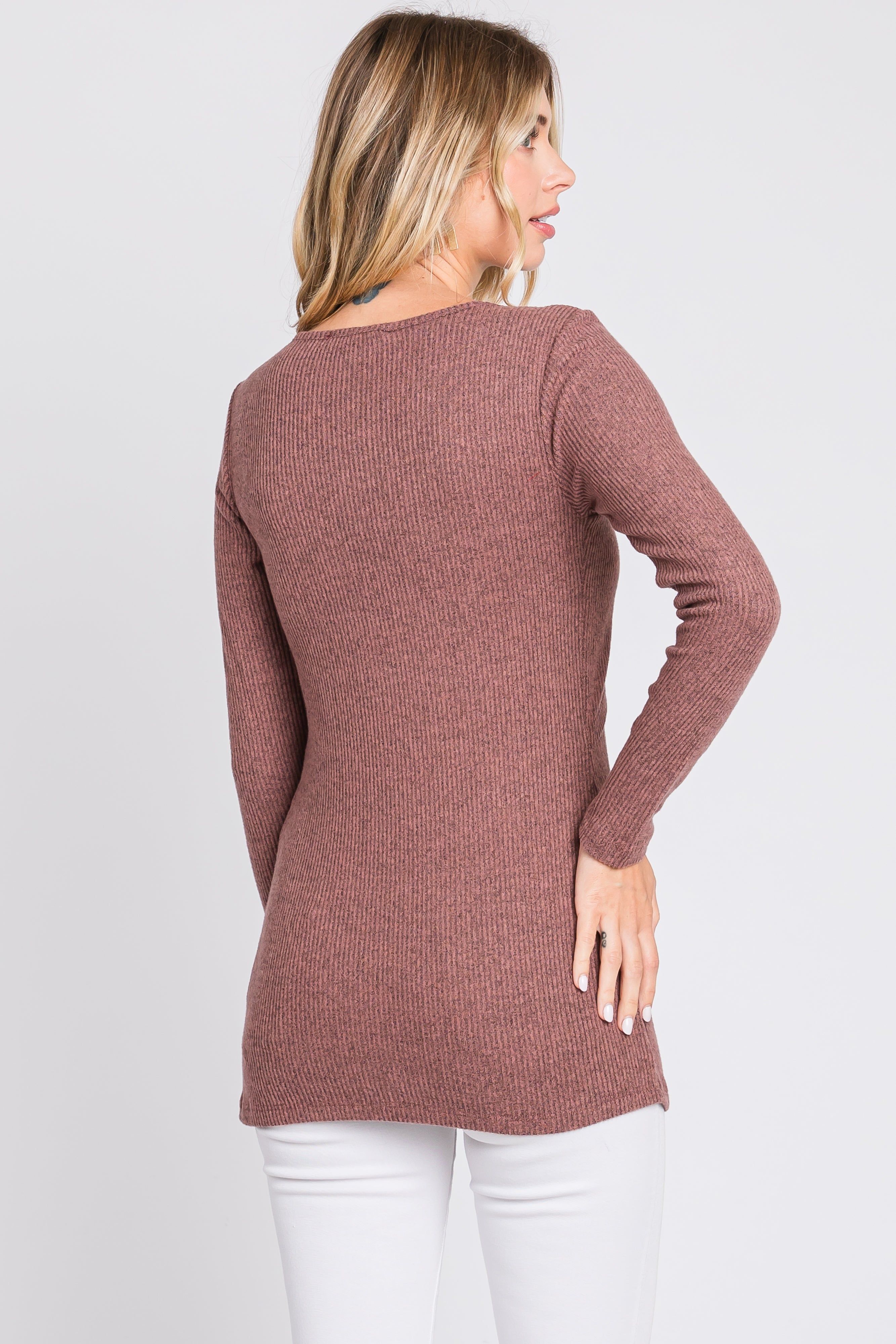 Mauve Ribbed Crossover Nursing Top sold by Pinkblush product image thumbnail 3