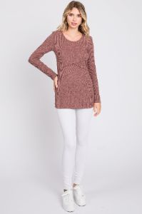Mauve Ribbed Crossover Nursing Top sold by Pinkblush