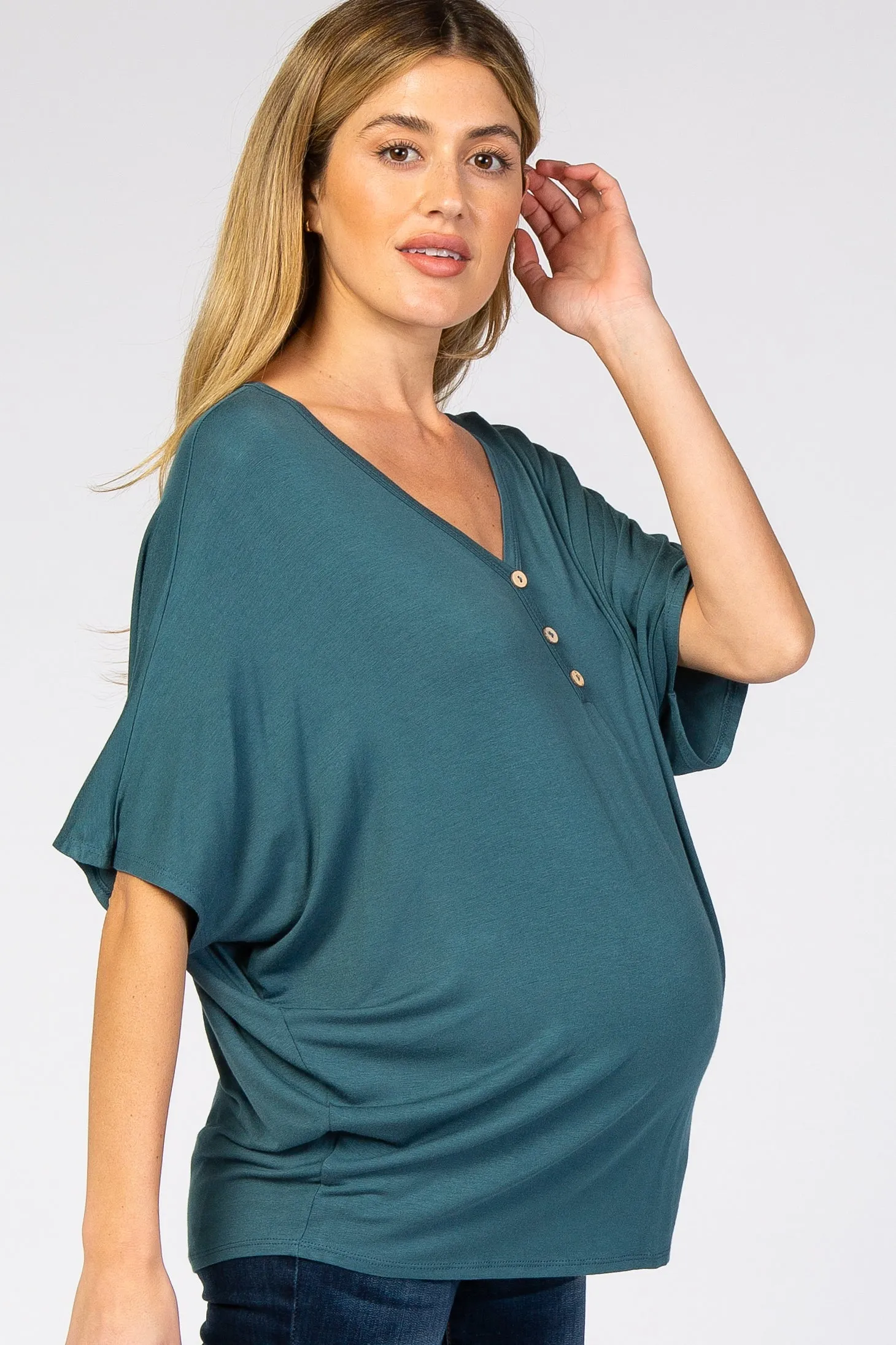 Teal Button Front Maternity Tunic sold by Pinkblush product image thumbnail 3