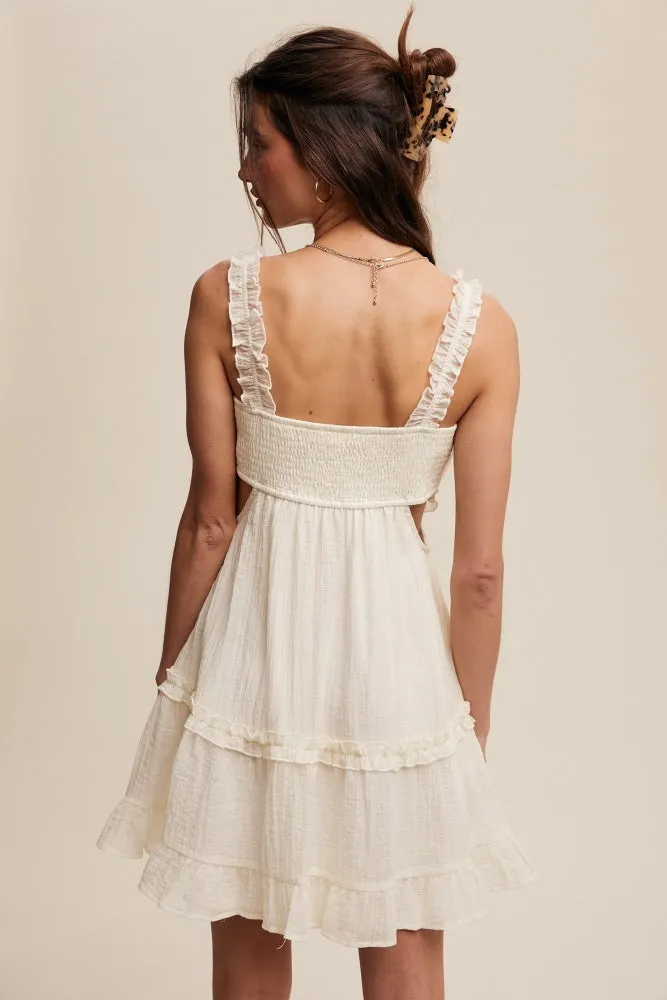 Cream Delicate Sweetheart Ruffled Flower Detail Dress sold by Pinkblush product image thumbnail 3