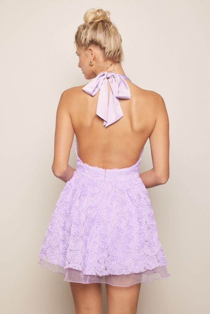 Lavender 3D Floral Halter Dress sold by Pinkblush product image thumbnail 3