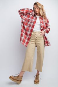 Khaki Wide Leg Twill Trousers sold by Pinkblush