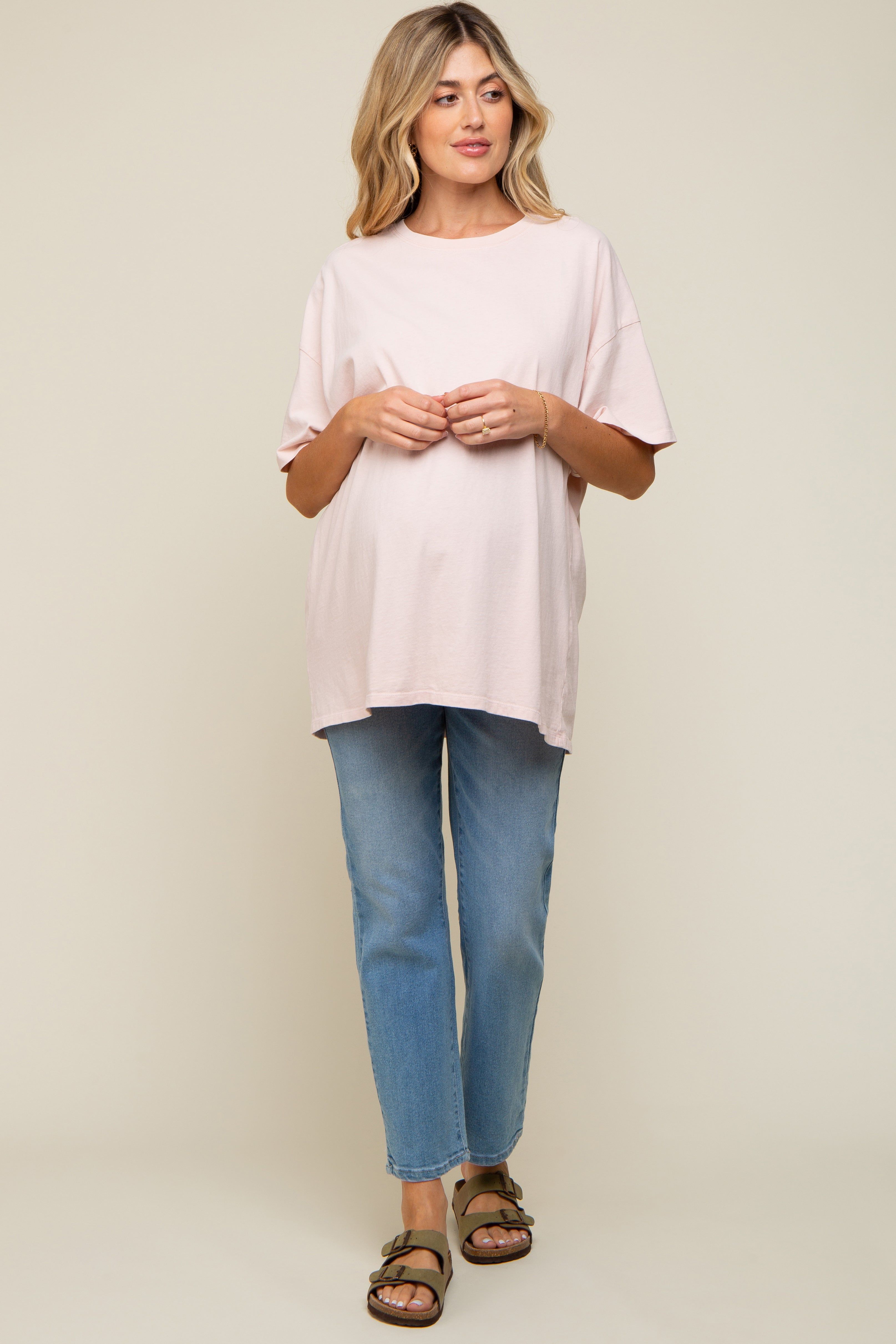 Light Pink Oversized Maternity T-Shirt sold by Pinkblush product image thumbnail 4