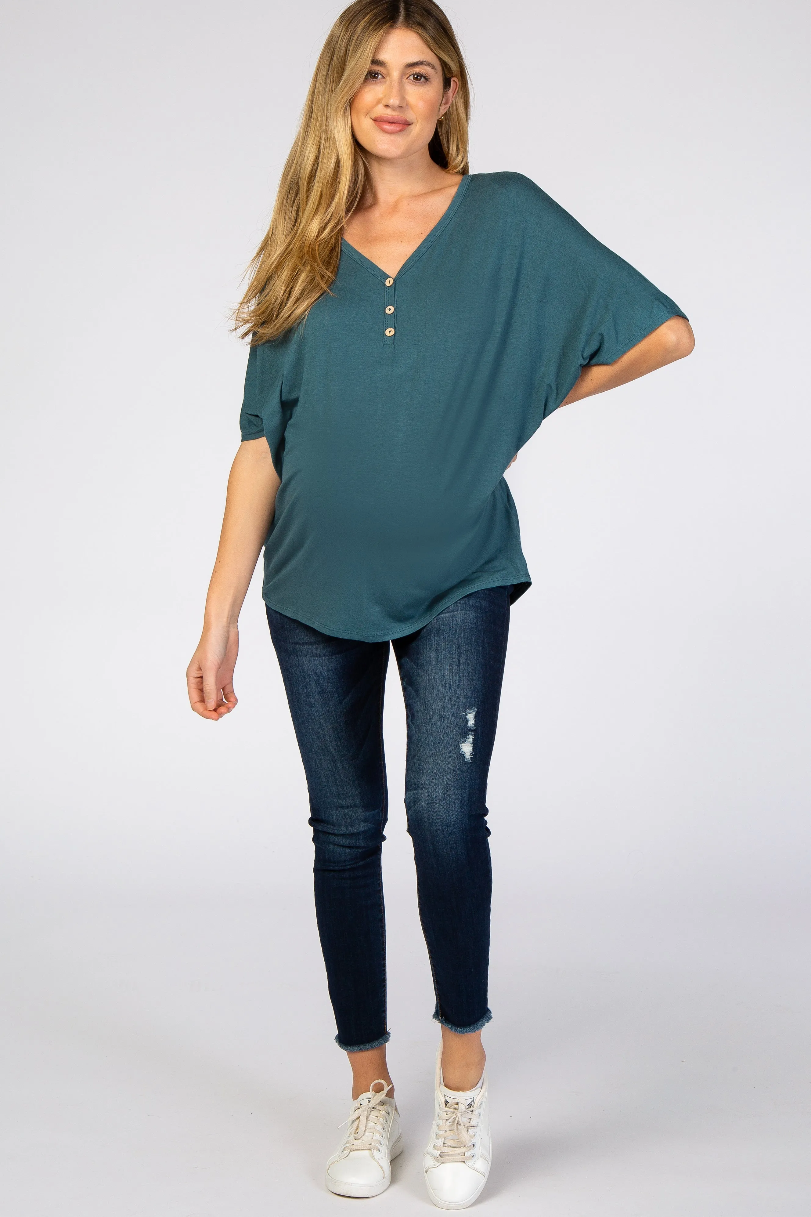 Teal Button Front Maternity Tunic sold by Pinkblush product image thumbnail 2