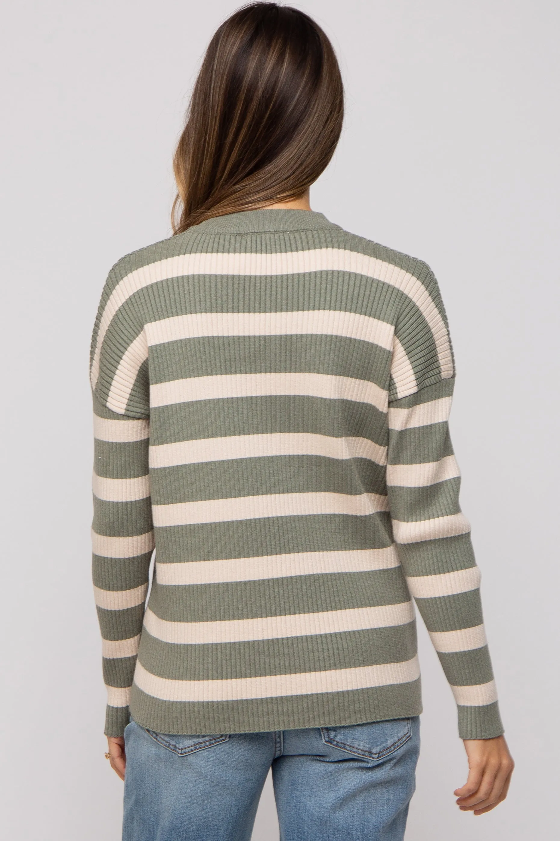 Olive Striped Ribbed Long Sleeve Maternity Top sold by Pinkblush product image thumbnail 4