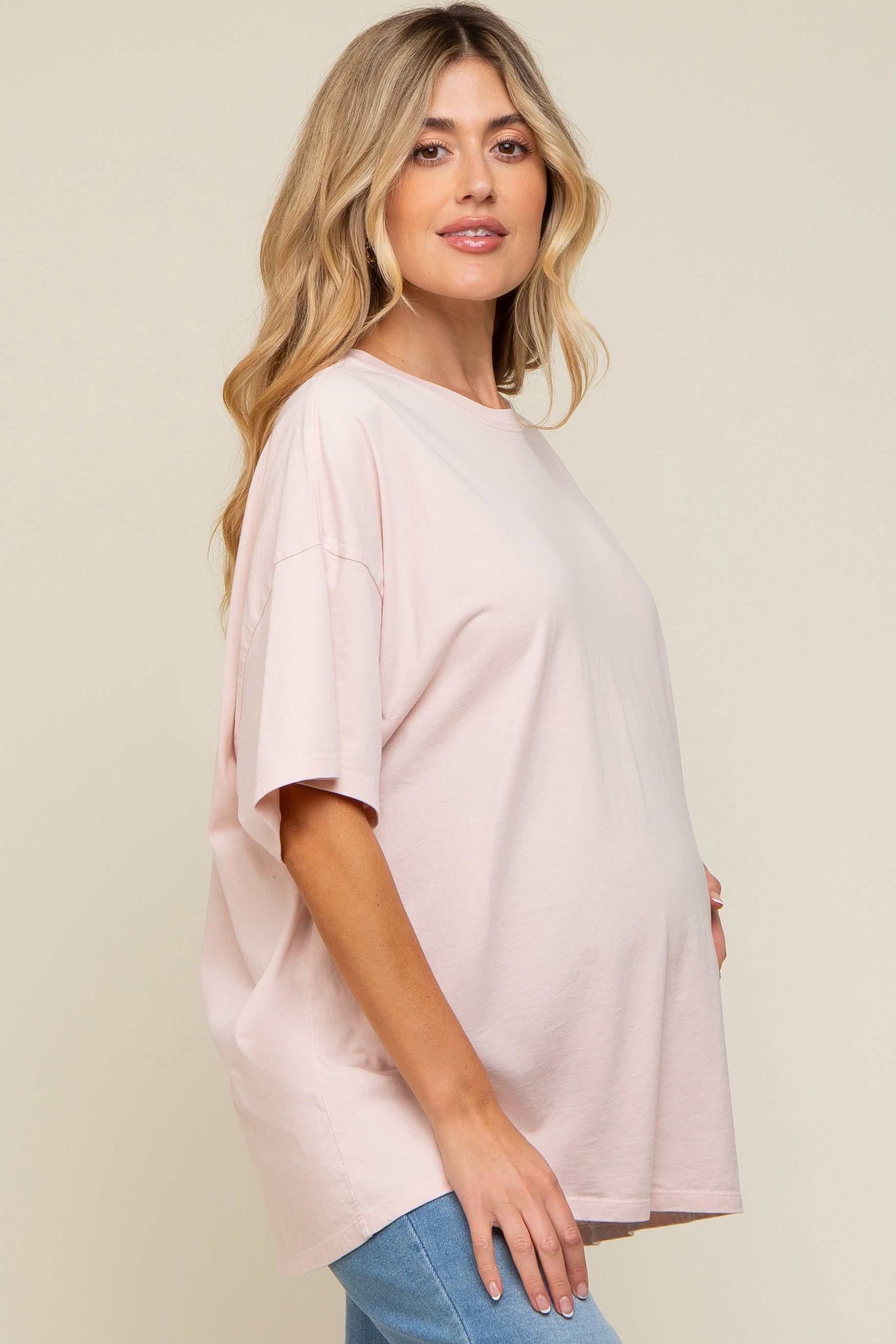 Light Pink Oversized Maternity T-Shirt sold by Pinkblush product image thumbnail 2