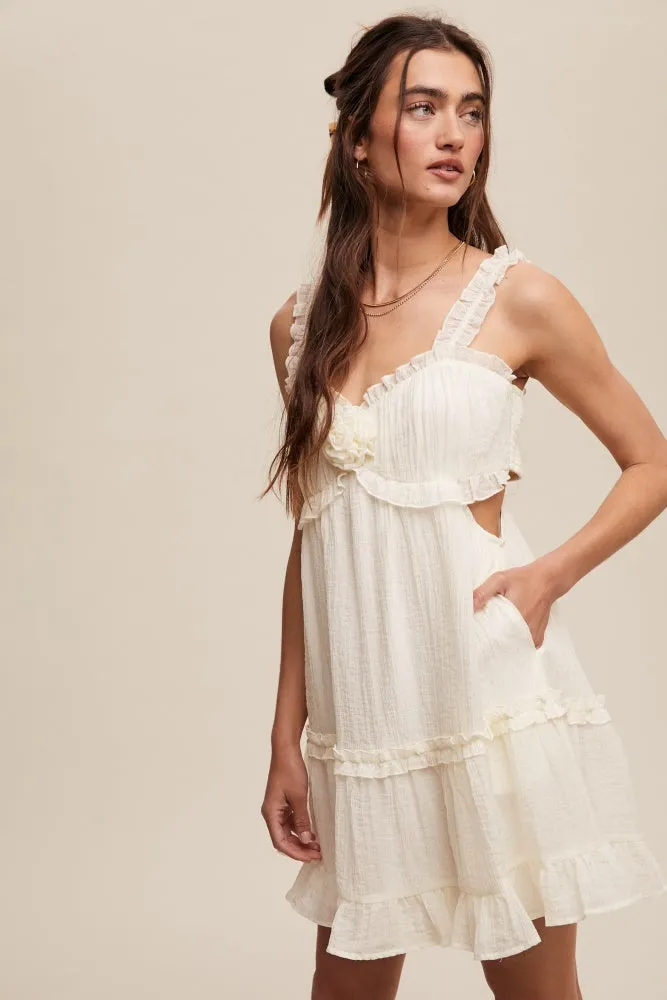 Cream Delicate Sweetheart Ruffled Flower Detail Dress sold by Pinkblush product image thumbnail 2