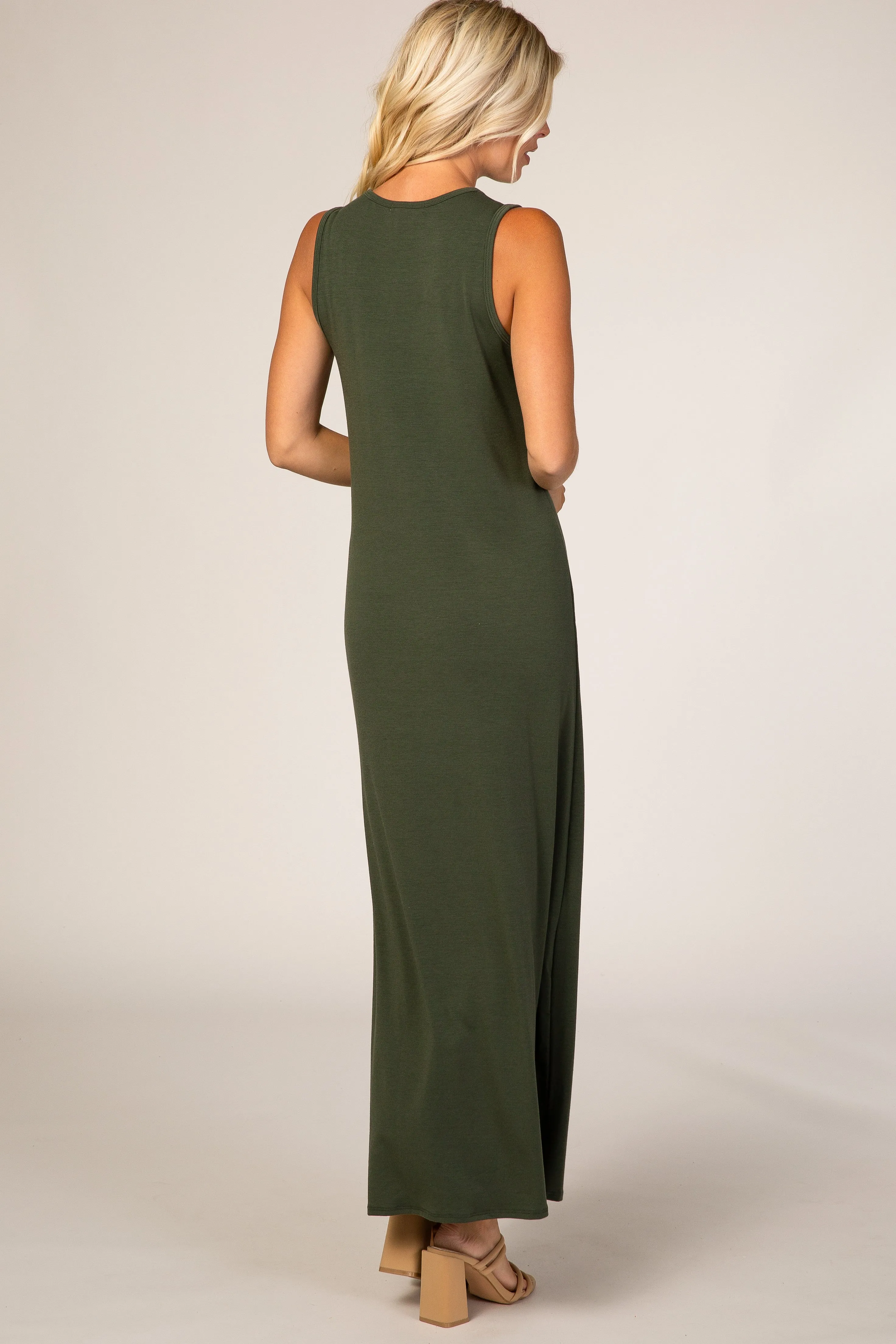 Olive Side Slit Maxi Dress sold by Pinkblush product image thumbnail 3
