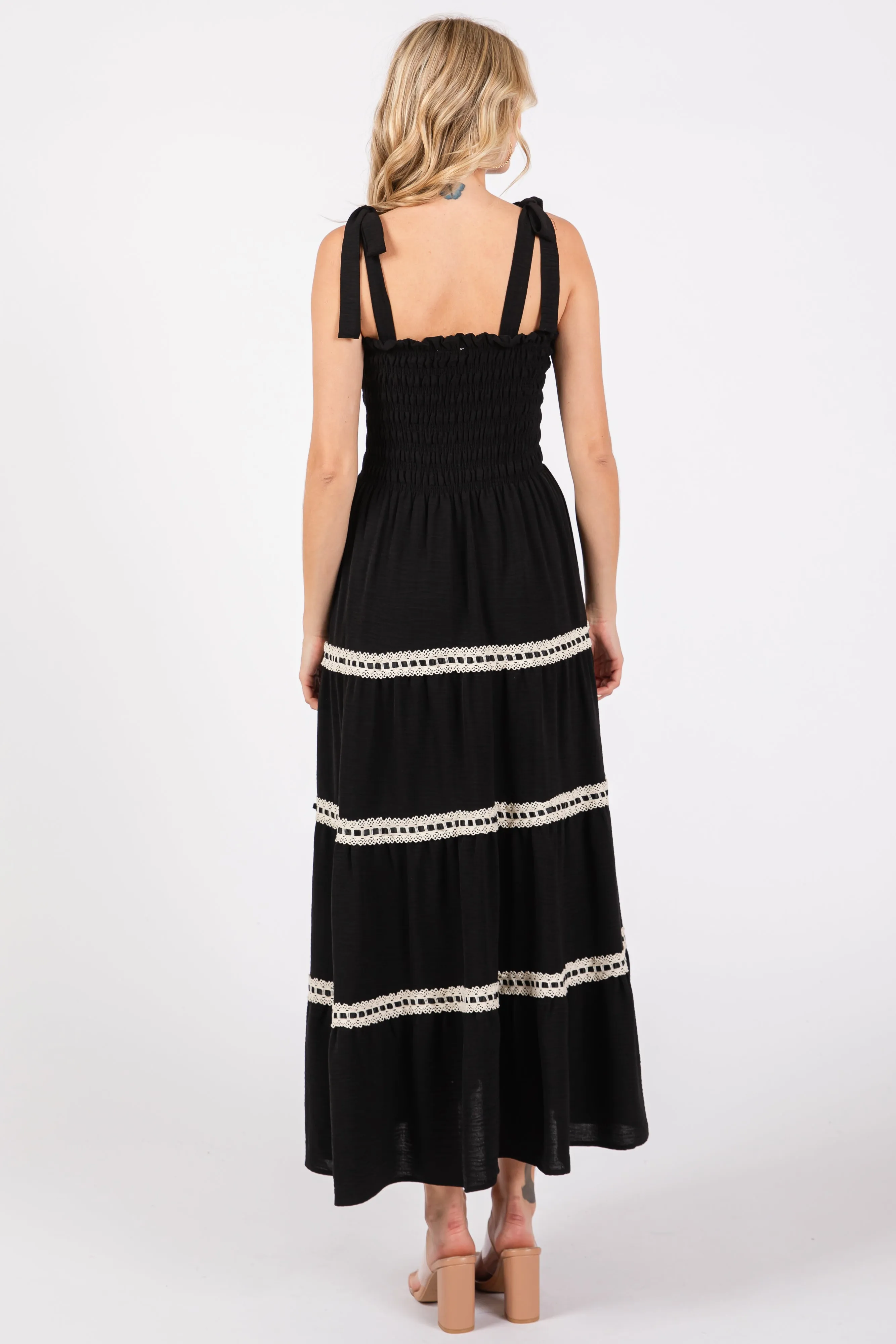 Black Smocked Maxi Dress sold by Pinkblush product image thumbnail 3