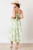 Green Floral Wave Trim Back Tie Midi Dress sold by Pinkblush