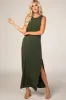 Olive Side Slit Maxi Dress sold by Pinkblush