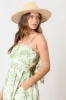 Green Floral Wave Trim Back Tie Midi Dress sold by Pinkblush