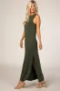 Olive Side Slit Maxi Dress sold by Pinkblush