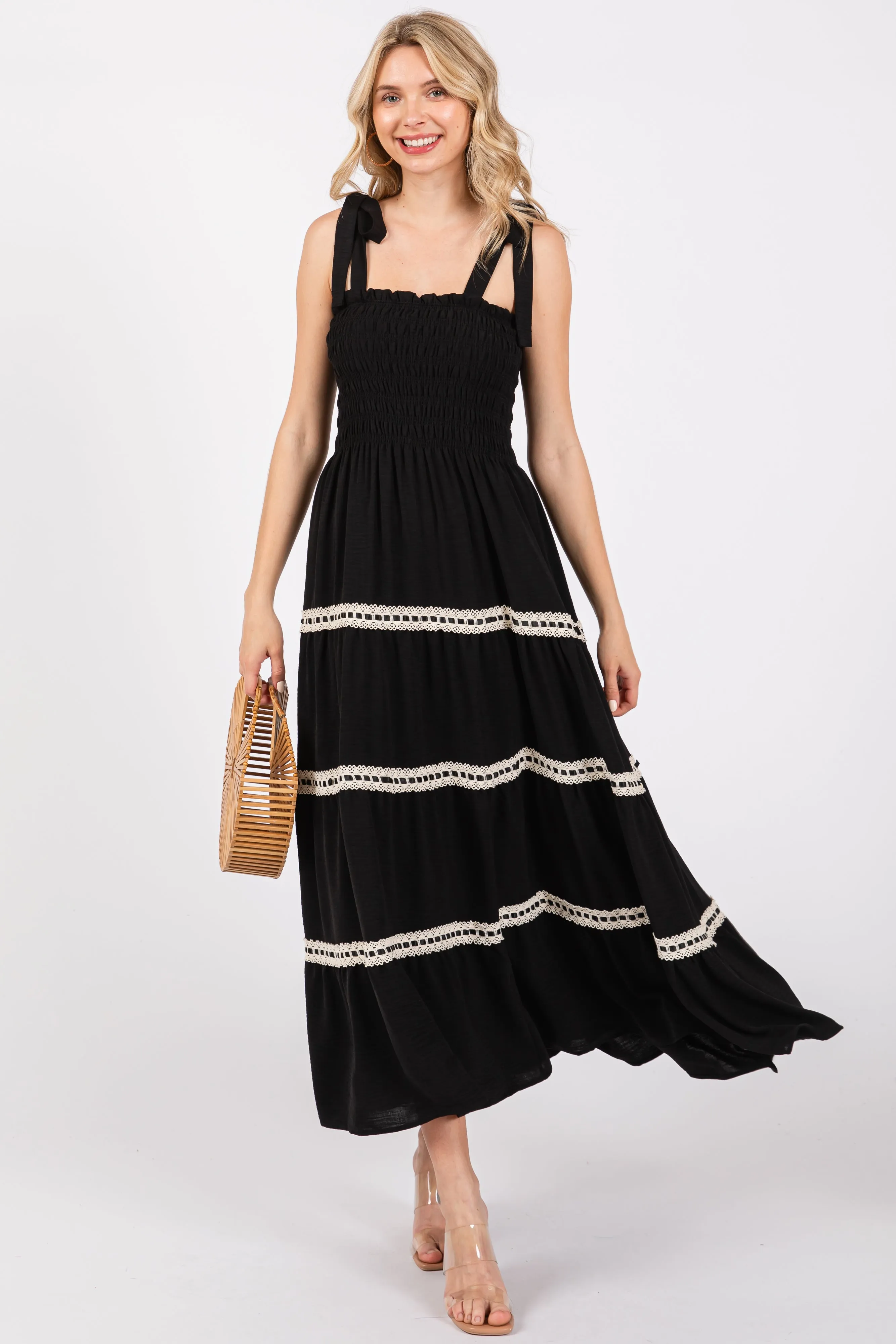 Black Smocked Maxi Dress sold by Pinkblush product image thumbnail 5