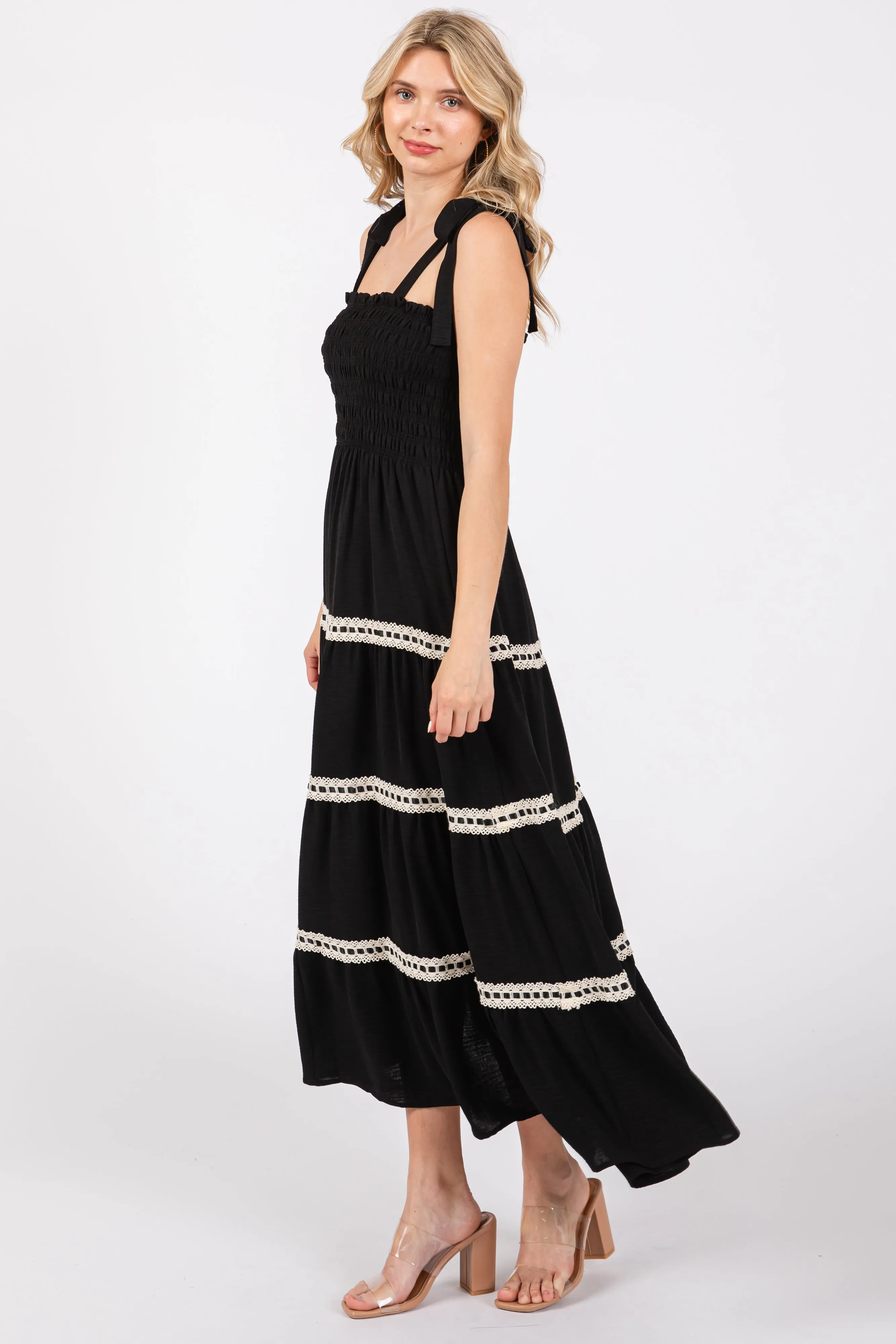 Black Smocked Maxi Dress sold by Pinkblush product image thumbnail 2