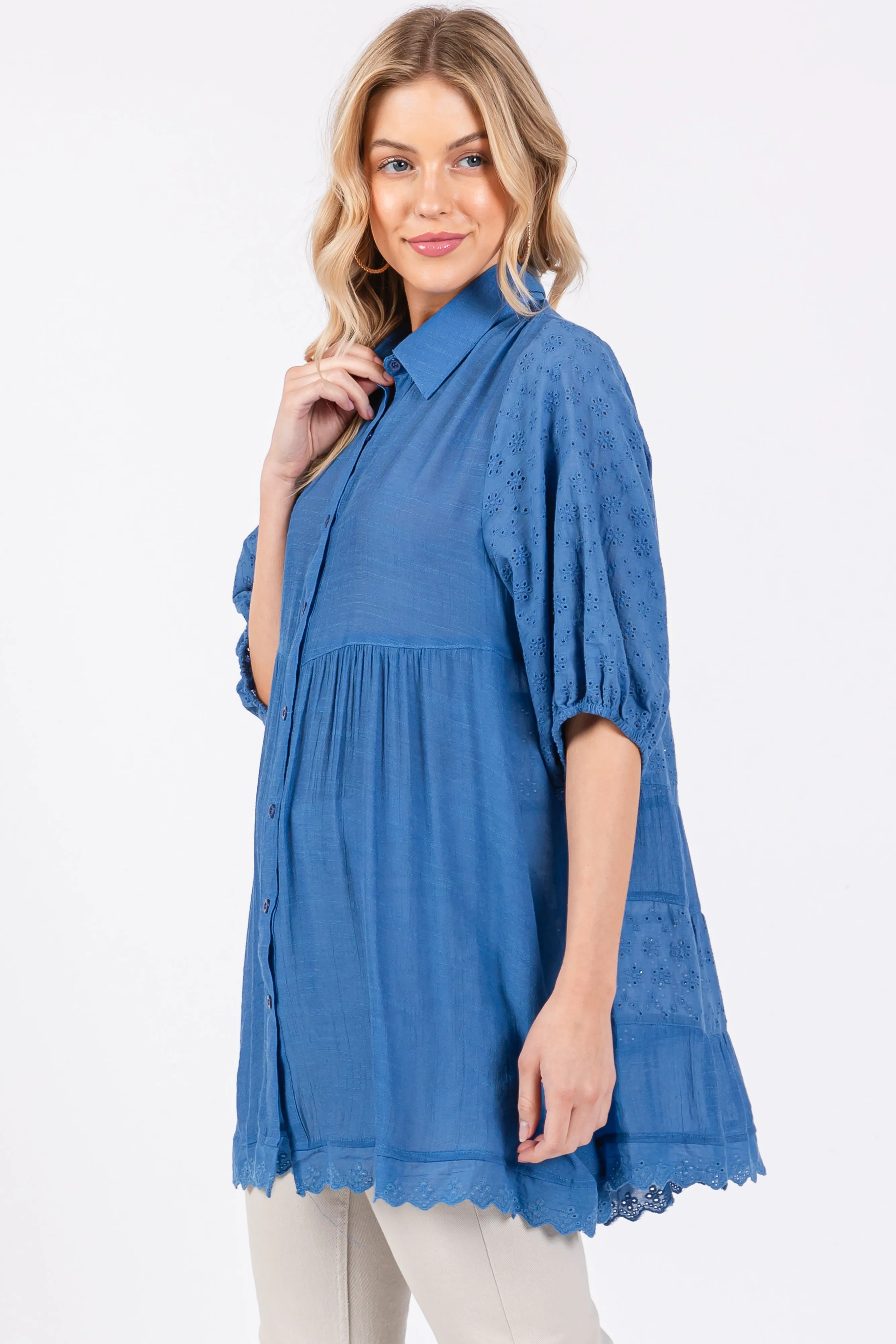 Blue Collared Lightweight Tunic sold by Pinkblush product image thumbnail 3