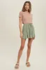 Light Pink Ribbed Short Sleeve Curved Hem Top sold by Pinkblush
