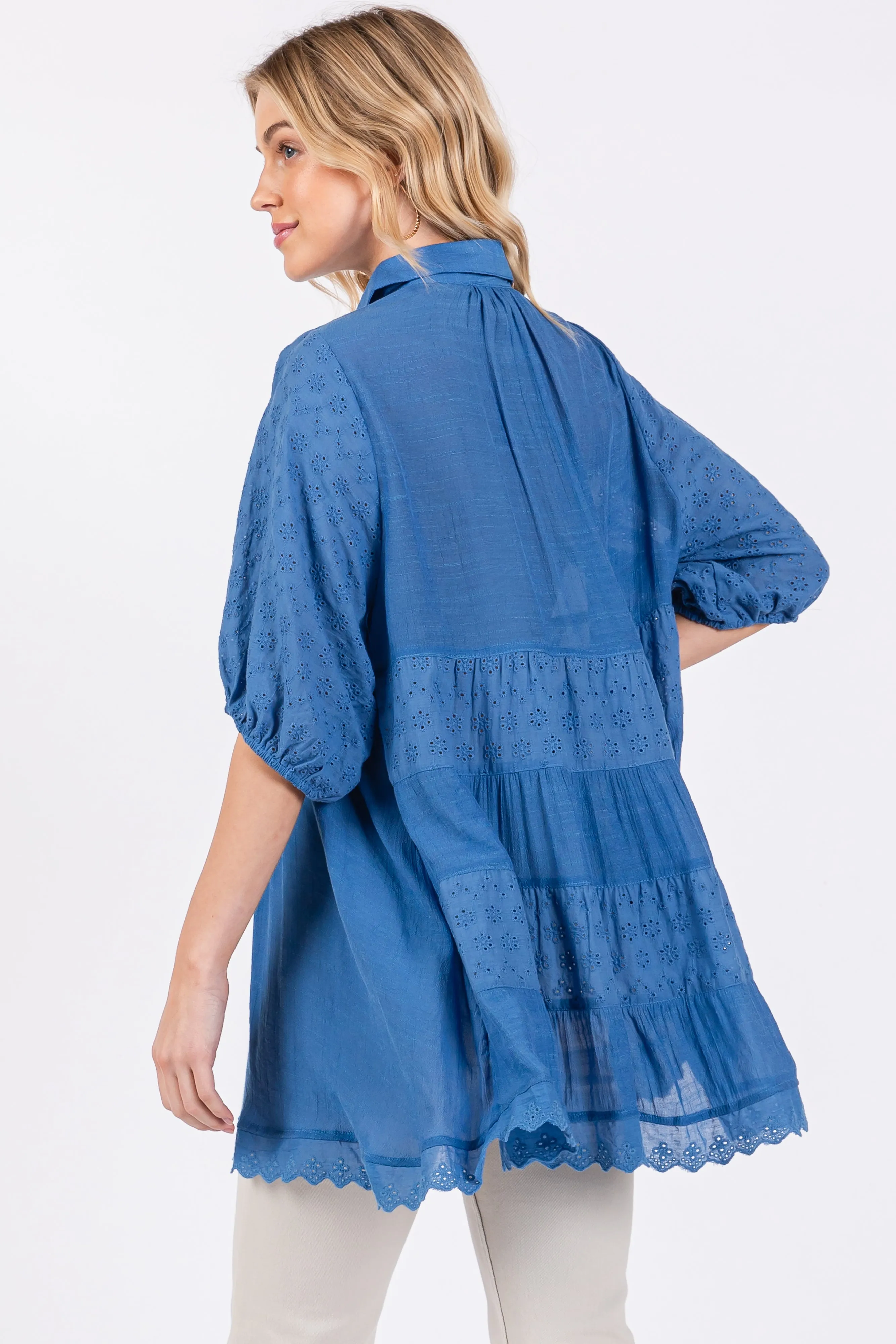 Blue Collared Lightweight Tunic sold by Pinkblush product image thumbnail 4
