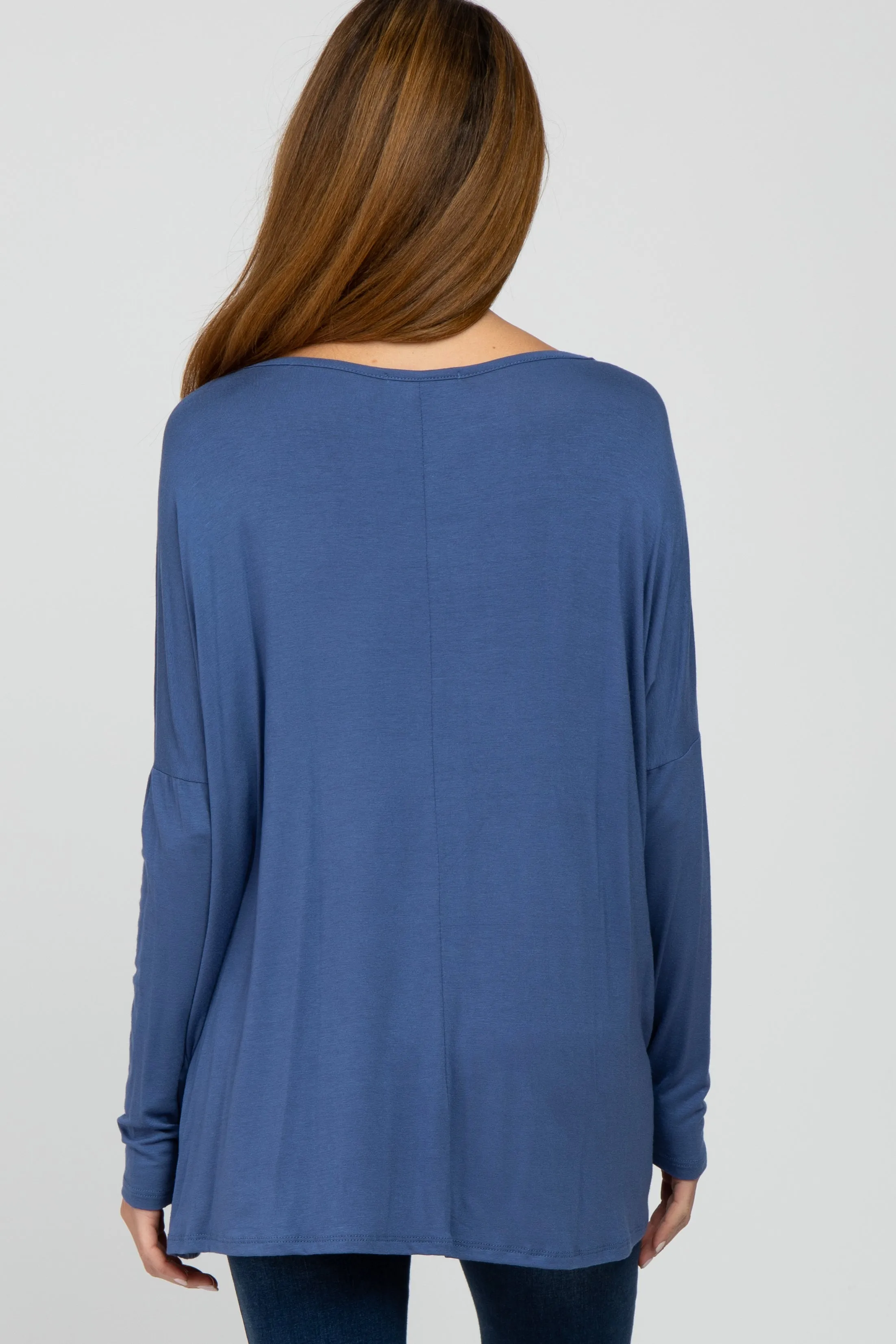 Blue Wide Neck Maternity Long Sleeve Top sold by Pinkblush product image thumbnail 3