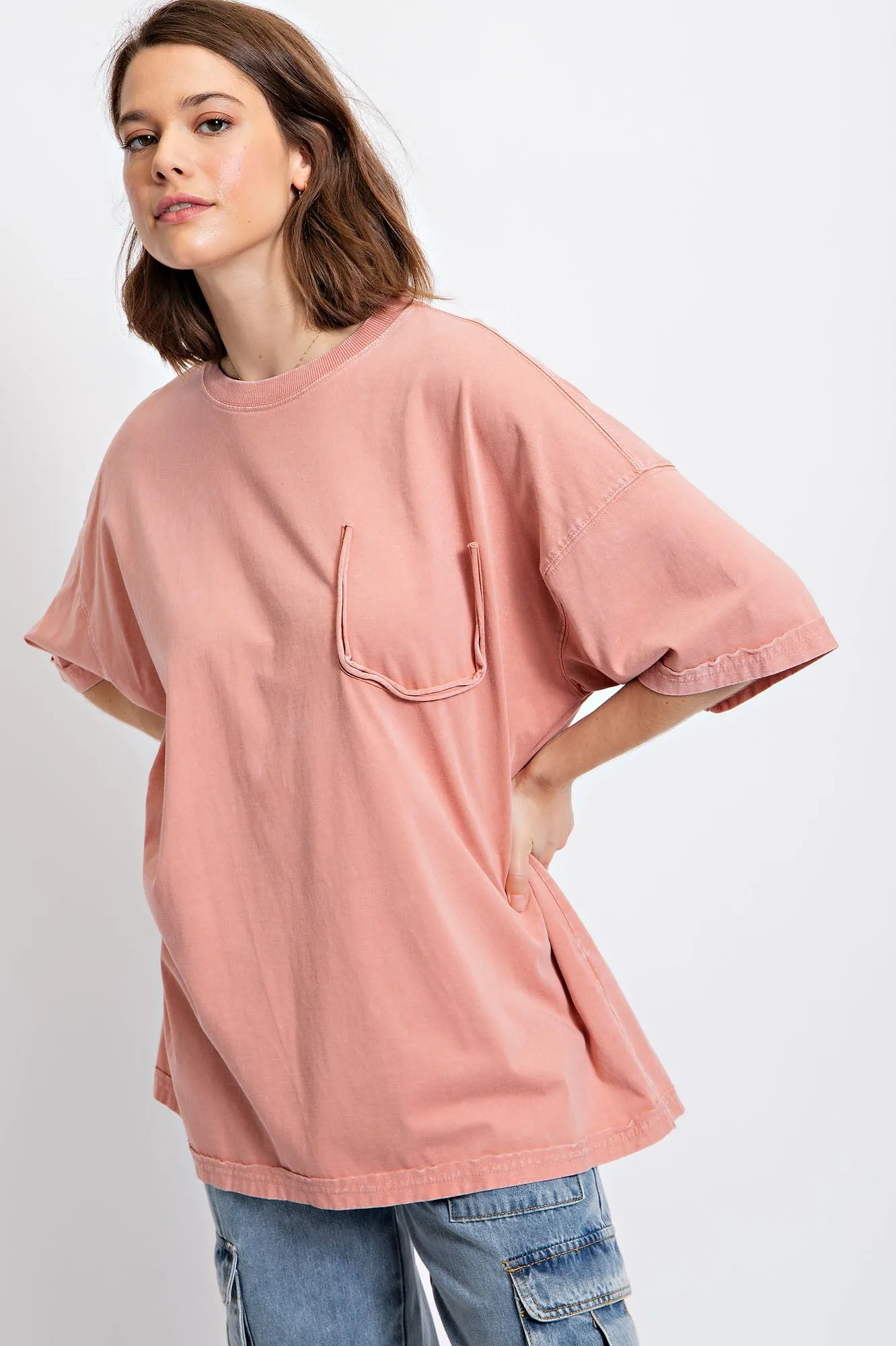 Pink Faded Wash Short Sleeve Top sold by Pinkblush