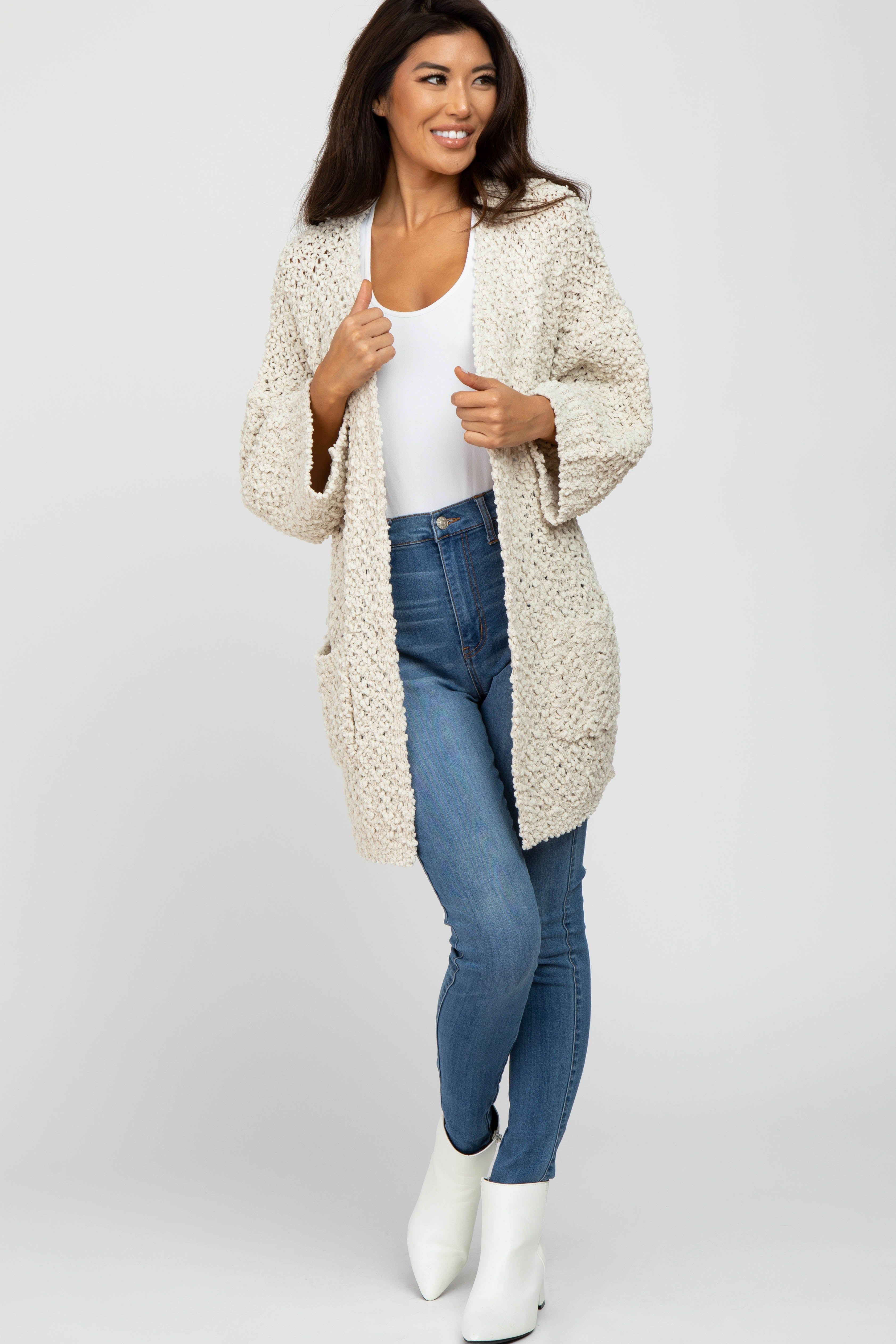 Beige Soft Popcorn Knit Cardigan sold by Pinkblush product image thumbnail 2