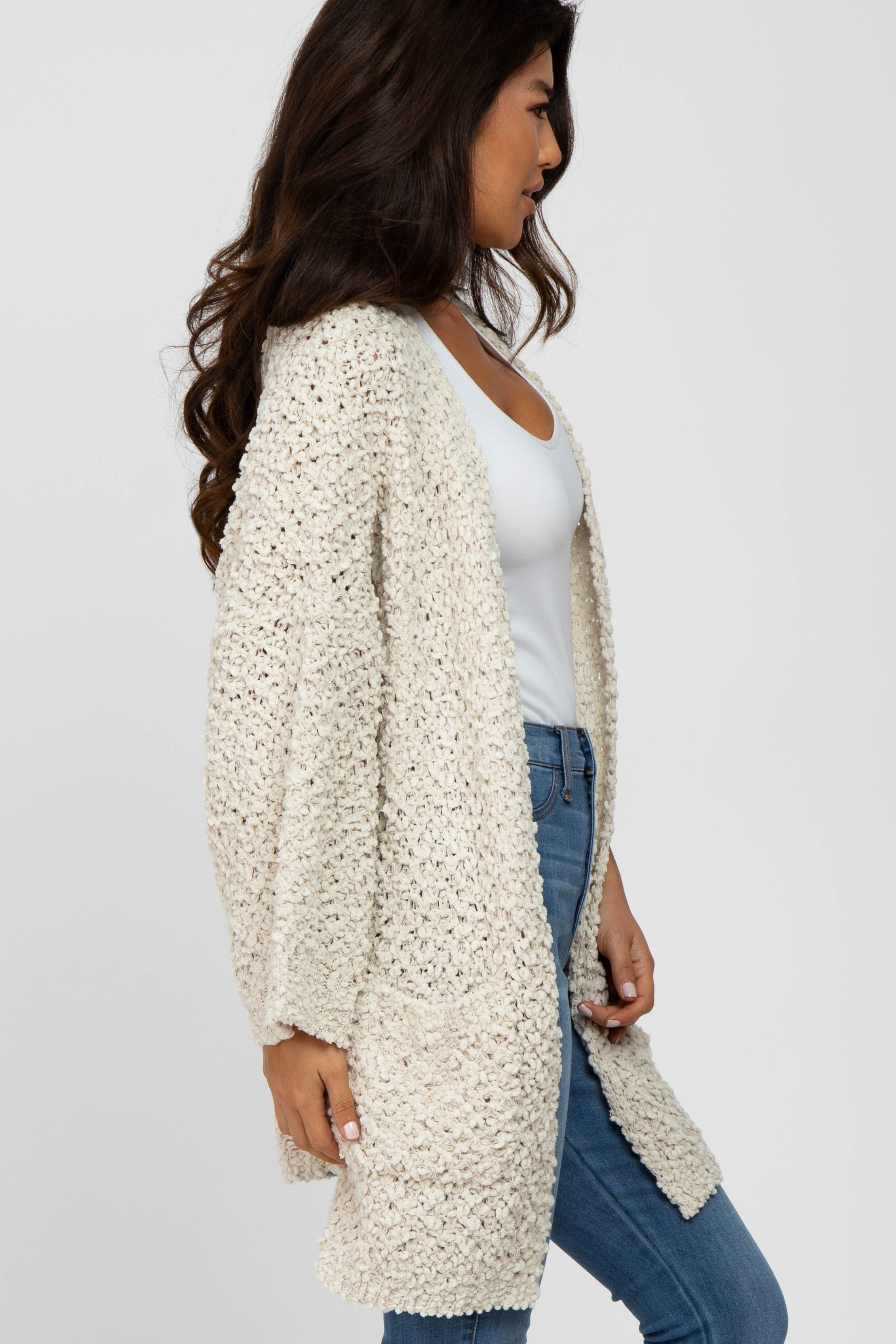 Beige Soft Popcorn Knit Cardigan sold by Pinkblush product image thumbnail 3