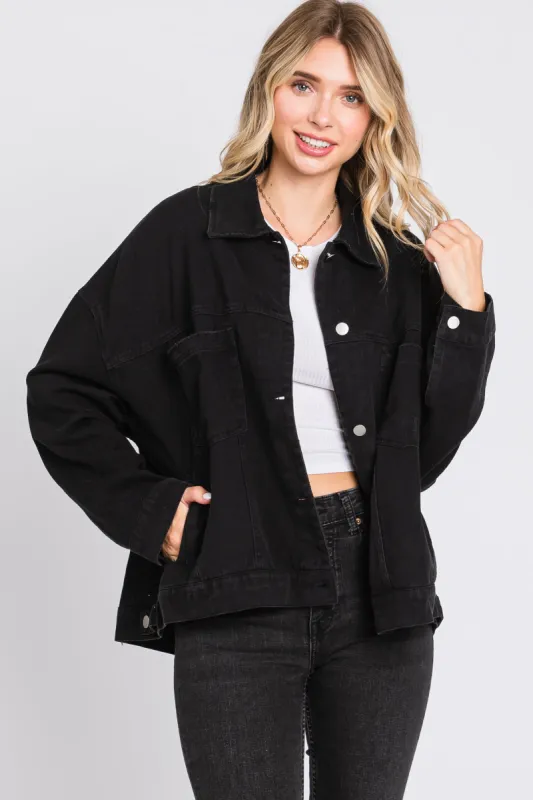 Black Basic Denim Jacket sold by Pinkblush