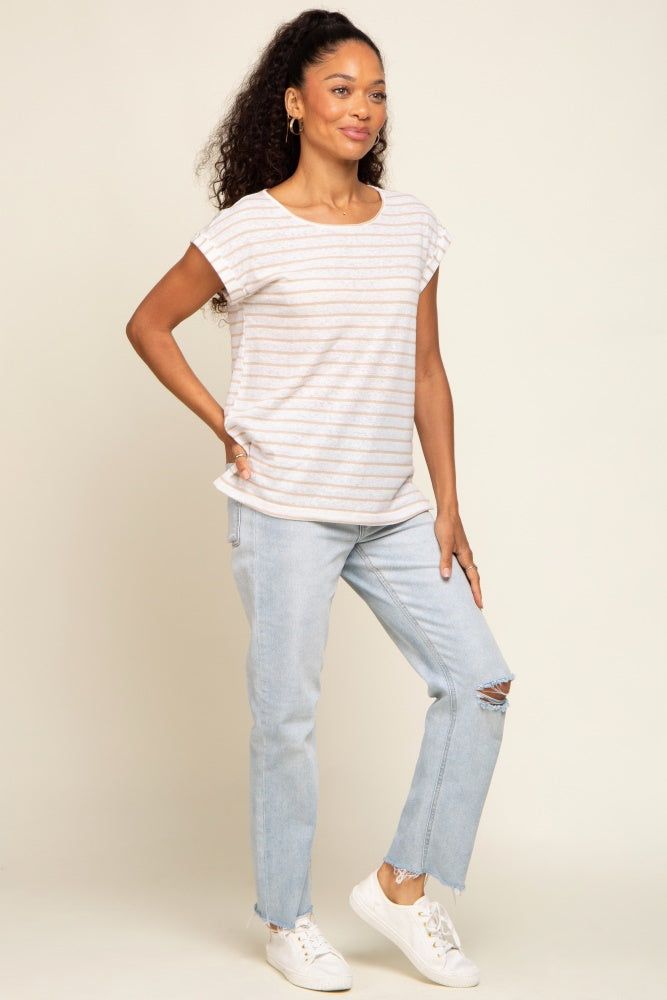 Beige Striped Cutout Back Top sold by Pinkblush product image thumbnail 4