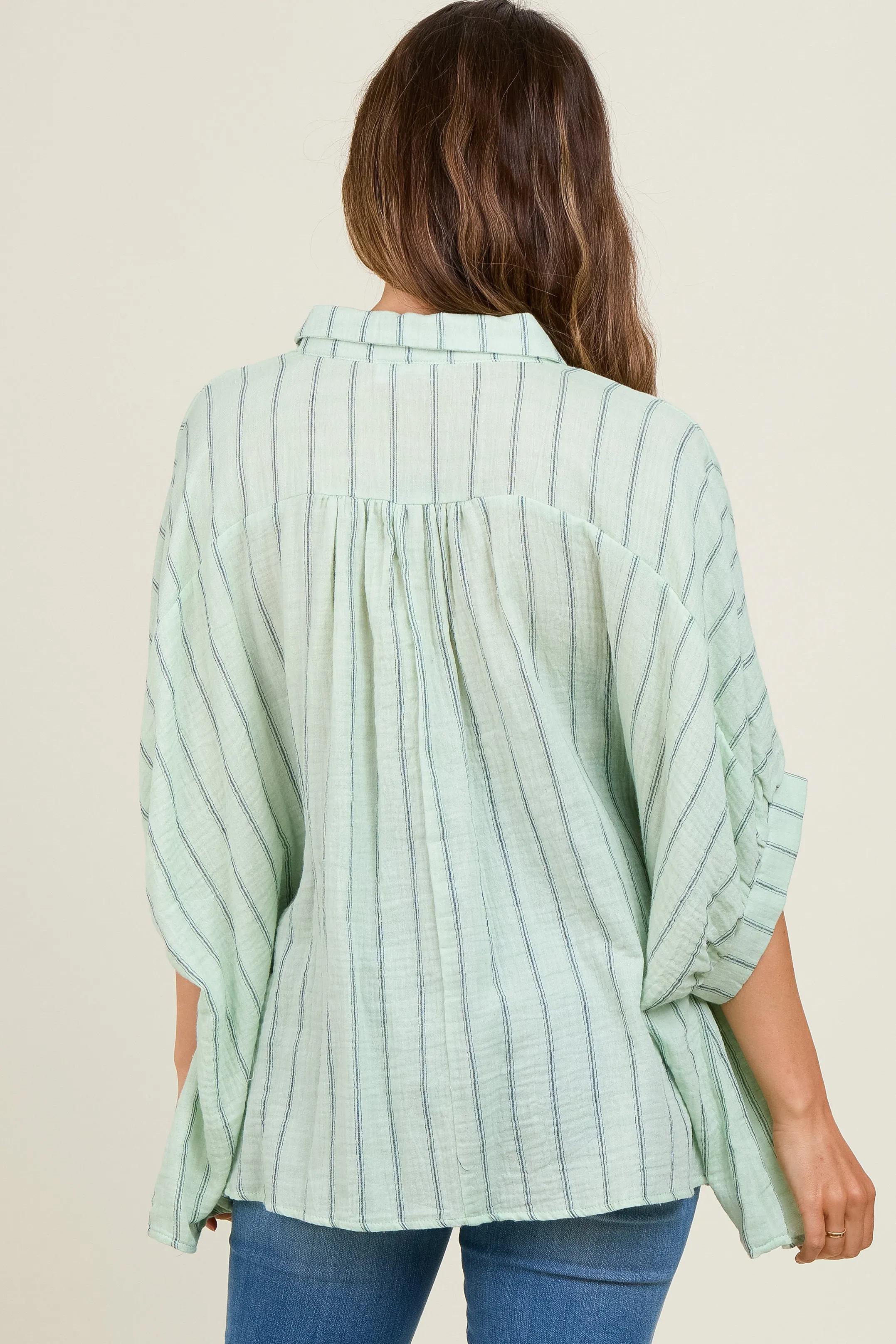 Mint Striped Collared Oversized Maternity Top sold by Pinkblush product image thumbnail 3