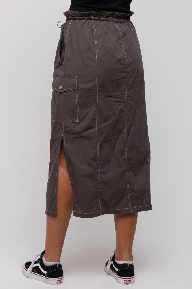 Charcoal Cargo Cinched Midi Skirt sold by Pinkblush product image thumbnail 4