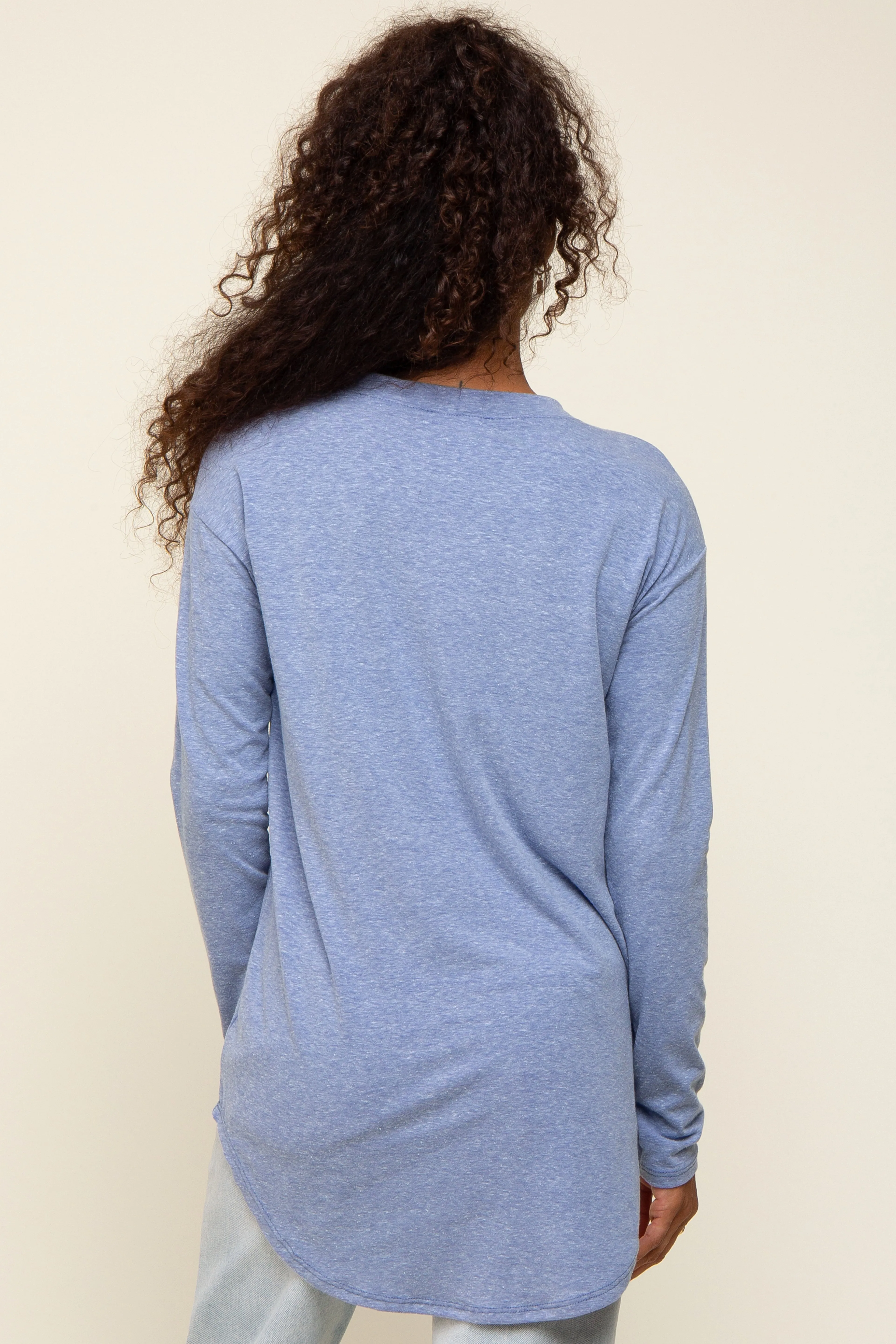Blue Long Sleeve Curved Hem Top sold by Pinkblush product image thumbnail 3