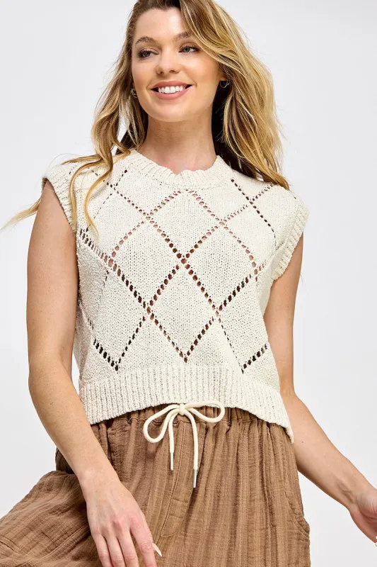 Natural V-Neck Sweater Vest sold by Pinkblush