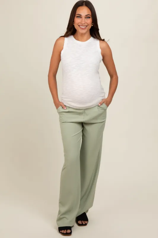 Light Olive Maternity Dress Pants sold by Pinkblush