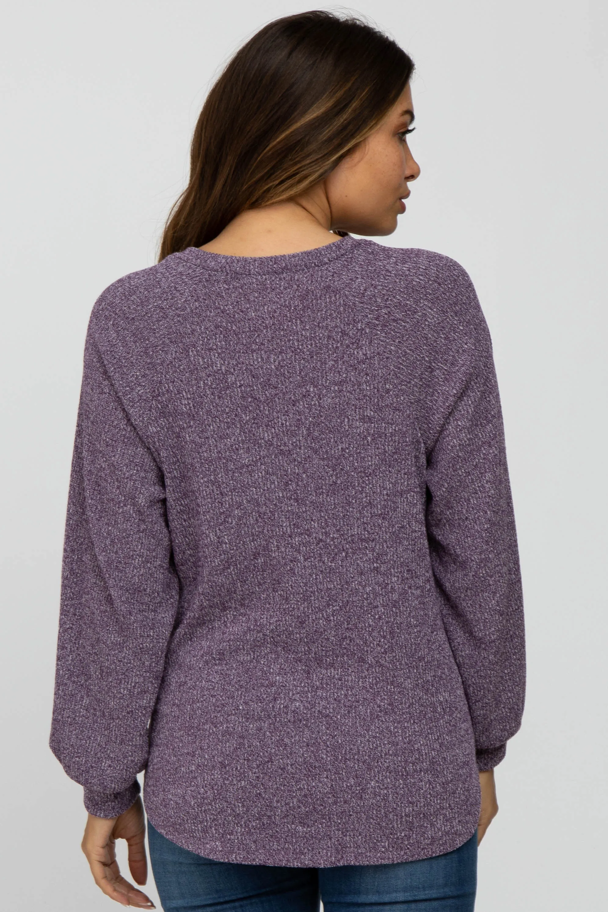 Purple Marled V-Neck Long Sleeve Maternity Top sold by Pinkblush product image thumbnail 4