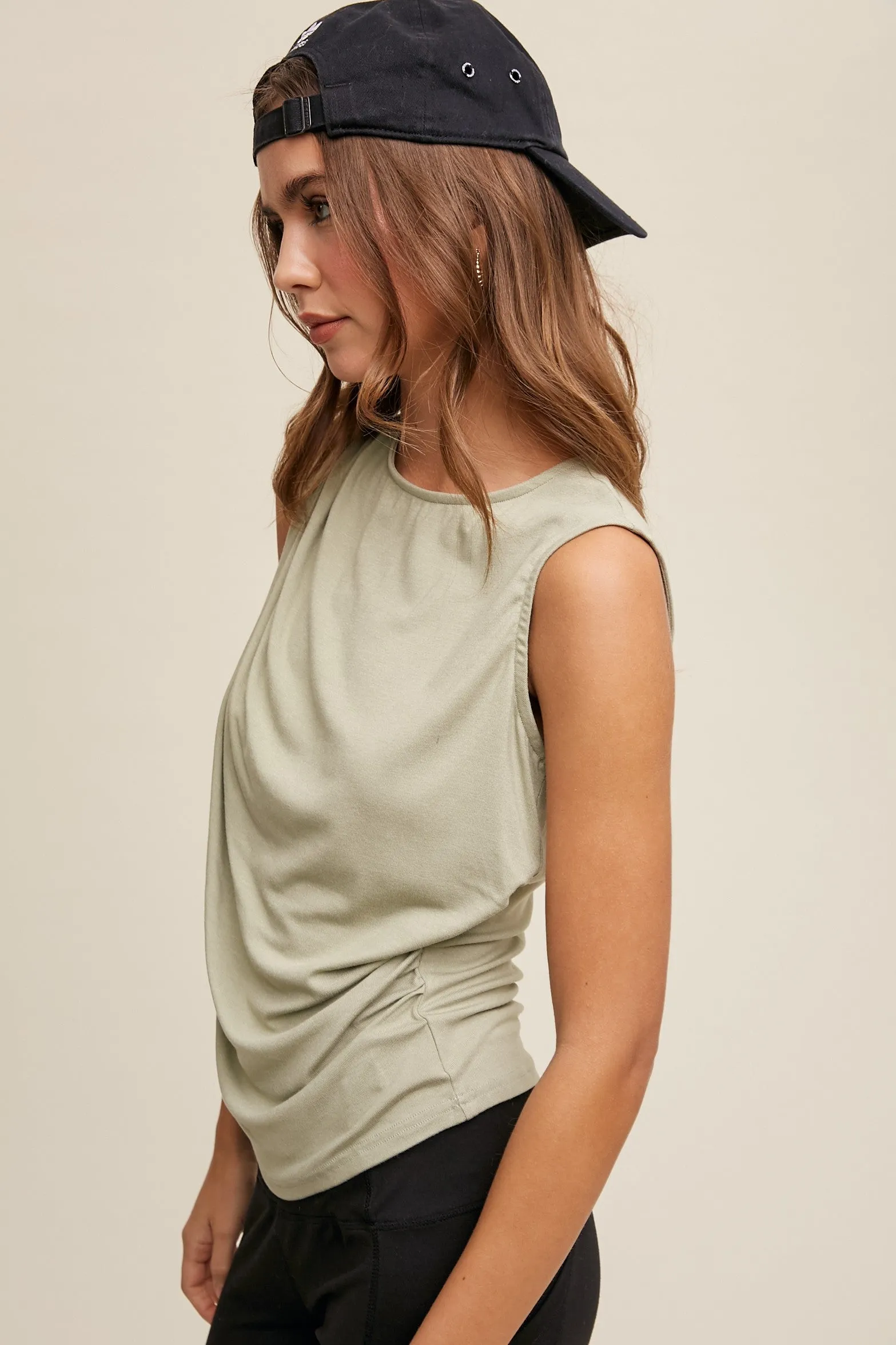 Green Lily Cintched Detail Tank T-Shirt sold by Pinkblush product image thumbnail 3