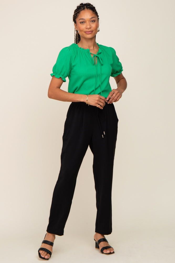 Green Ruffle Accent Tie Front Blouse sold by Pinkblush product image thumbnail 5