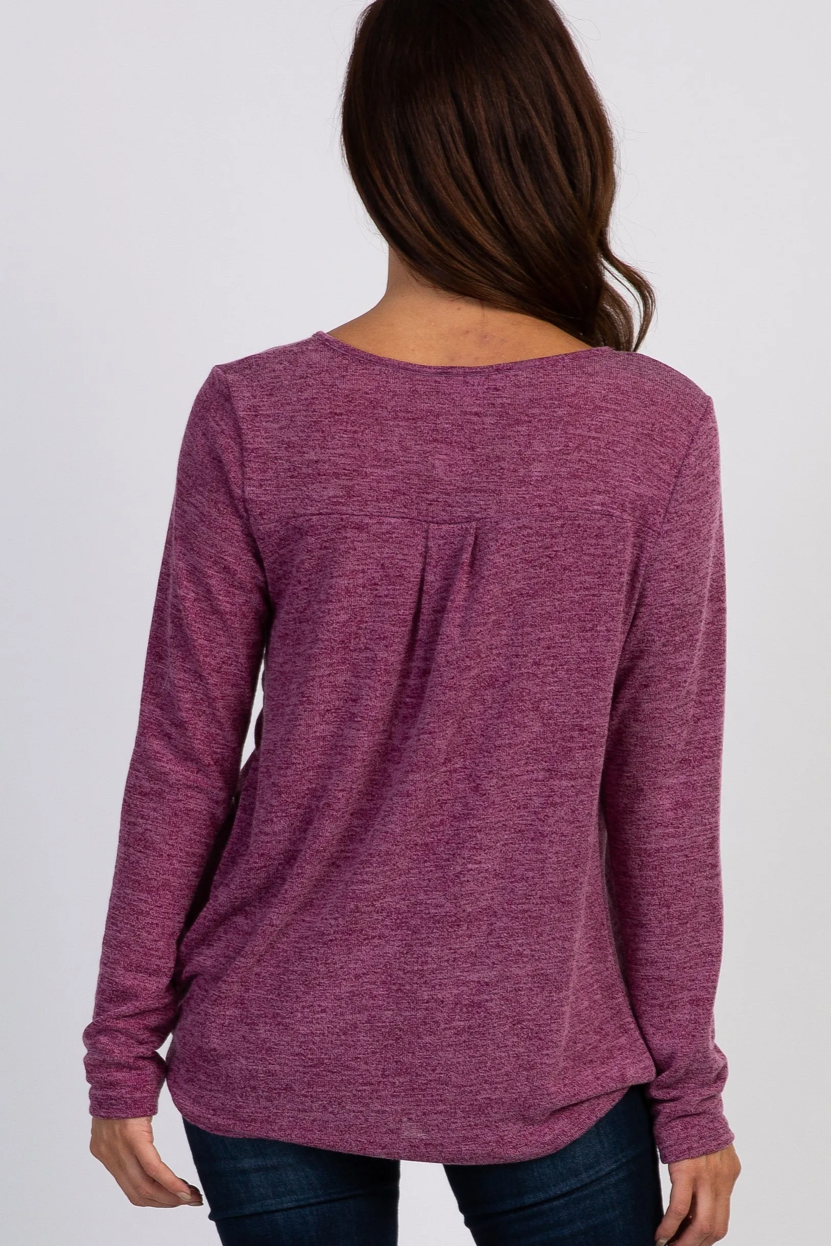 Burgundy Two-Tone Long Sleeve Wrap Top sold by Pinkblush product image thumbnail 3