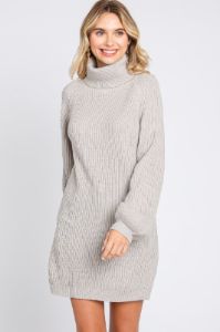 Heather Grey Turtleneck Sweater Mini Dress sold by Pinkblush